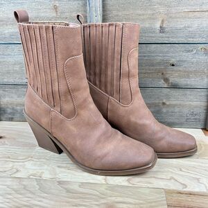 H by Halston Charlotte Western Booties Faux Suede Vegan Leather  Women’s Sz 6